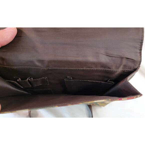 Longaberger Homestead Crossbody Bag Brown Floral Inner Pockets Adjustable Strap - Picture 9 of 13